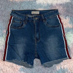 Denim Shorts with Stripes Down Side Size S